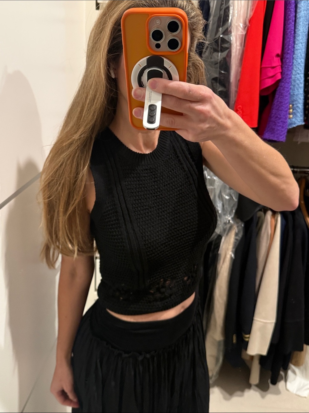 Zara Black Crochet Knit Sleeveless Crop Top medium